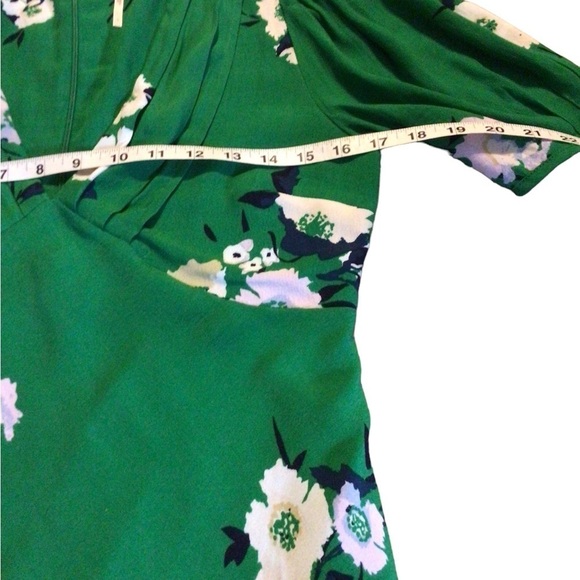 Free People Dress Size 4 Neon Garden Green Floral Mini Fit n Flare  Puff Sleeves - Picture 8 of 14